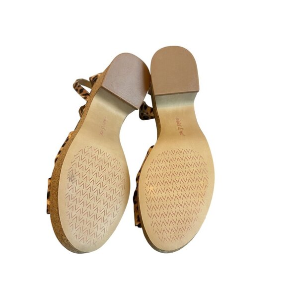 Violet & Red Sharla Leopard Print Platform Heels Sandals Cork Ankle Strap 9.5 - Picture 9 of 12